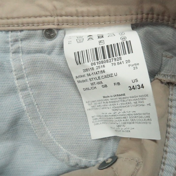 Brax Pants Men 34x34 Stone Khkai Ultralight Cadiz Chino 5 Pocket Trouser - Picture 8 of 13